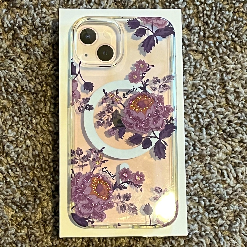 Coach Designer IPhone 10 case Floral Phone Case Purple Gold Phone Case Feminine